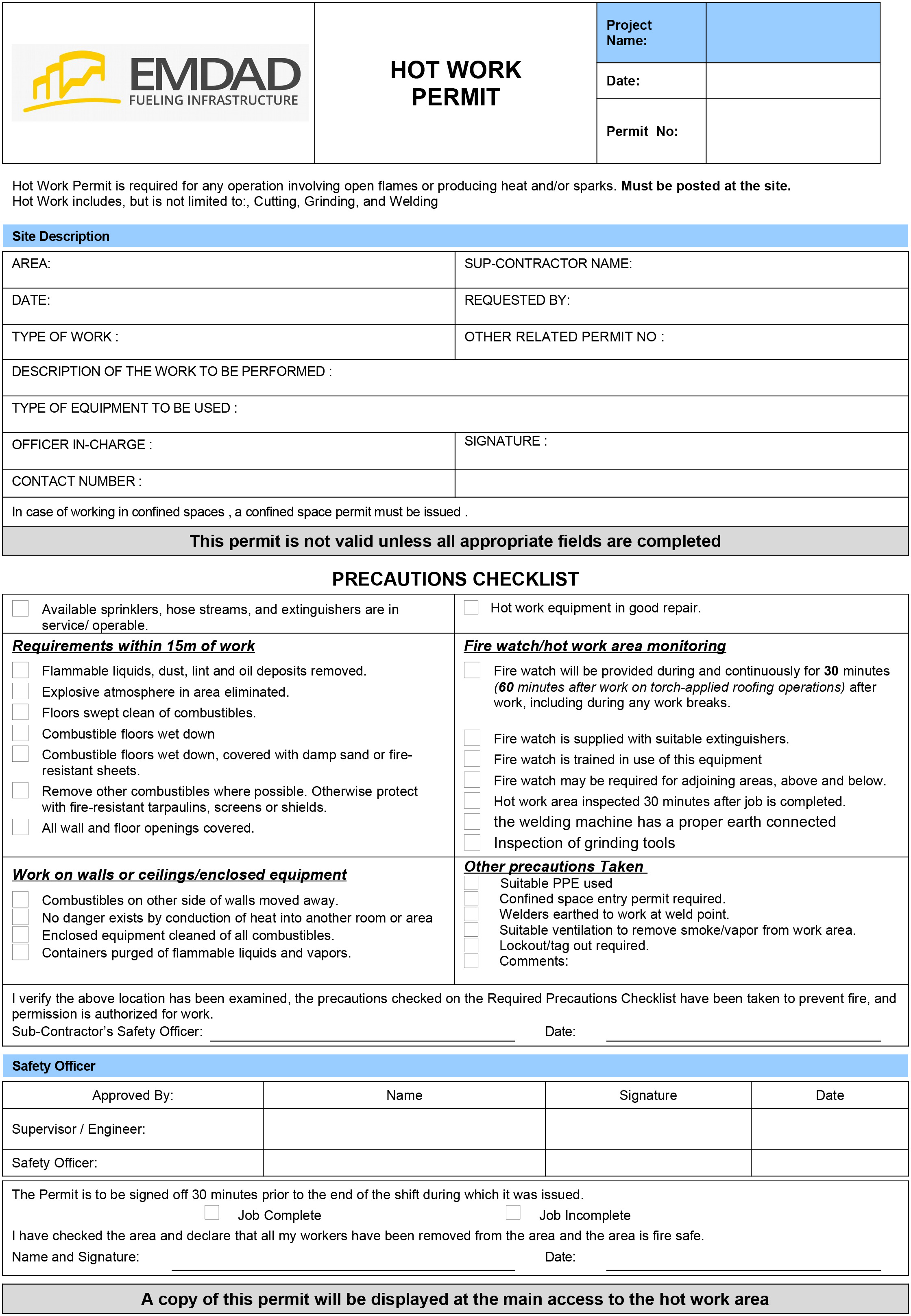 Emdad fueling infrastructure work permit